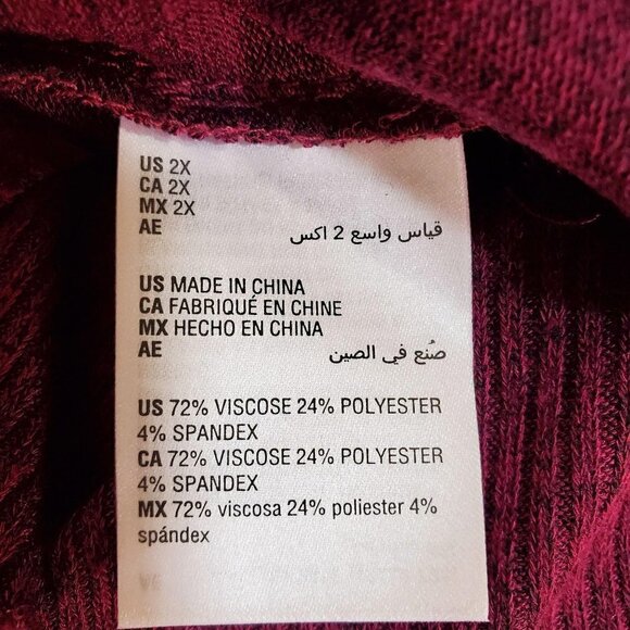 Style & Co 2XL Fuchsia Pullover Sweater V-Neck Drop Shoulder Long Sleeve NWT - Picture 9 of 9